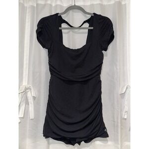 FP Movement FREE PEOPLE Shortsie Romper Tennis Dress Black M Athletic Ruched